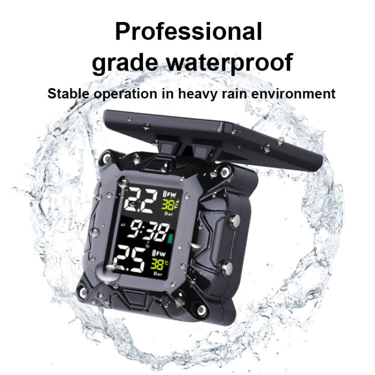 M9 Color Screen Motorcycle Solar Wireless Tire Pressure Monitor With Rear Mirror Bolt Mount by buy2fix