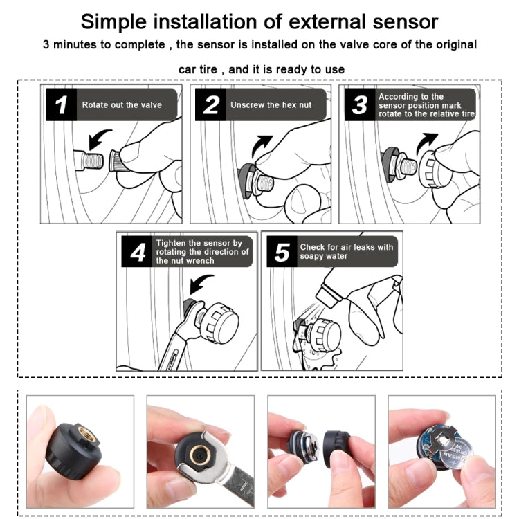 Front Wheel Tire Pressure Temperature Monitoring Sensor(Black) - Electrical System by buy2fix | Online Shopping UK | buy2fix