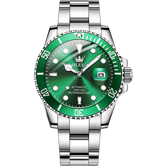 OLEVS 6650 Men Luminous Waterproof Mechanical Watch(Green) - Metal Strap Watches by OLEVS | Online Shopping UK | buy2fix