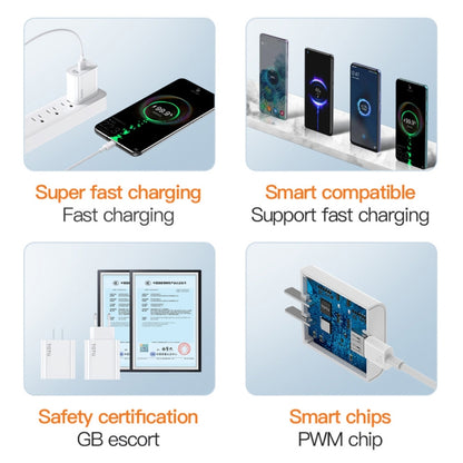 TOTU W123 100W USB Port Travel Charger with USB to USB -C / Type-C Data Cable Set, Specification:EU Plug(White) - USB Charger by TOTUDESIGN | Online Shopping UK | buy2fix