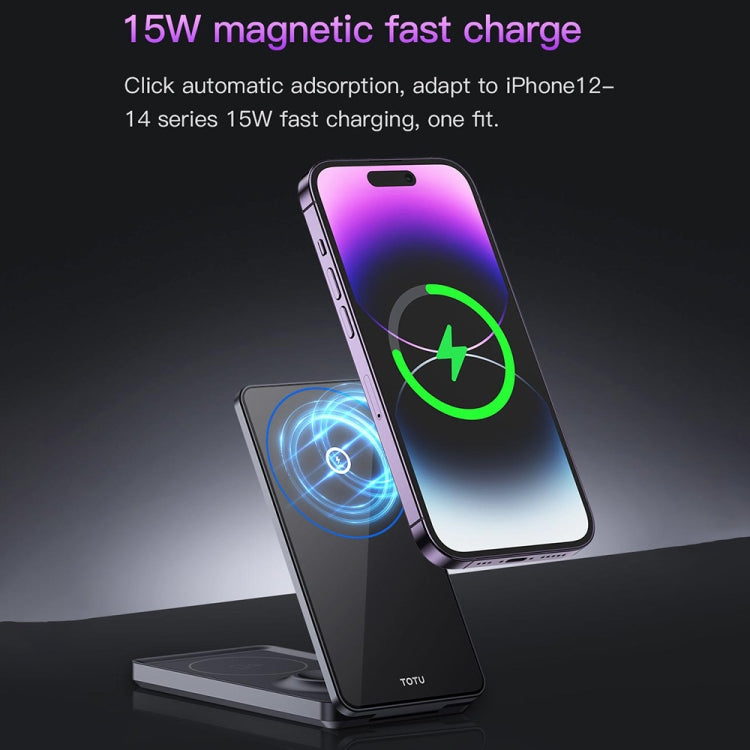 TOTU CACW-075 Mecha Series 3 in 1 Foldable Magnetic Wireless Charger(Grey) - Wireless Charger by TOTUDESIGN | Online Shopping UK | buy2fix