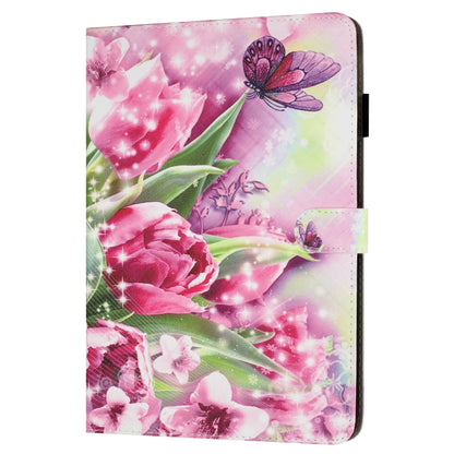 For iPad 10.2 2021 / 2020 Painted Leather Smart Tablet Case(Rose Butterfly) by buy2fix