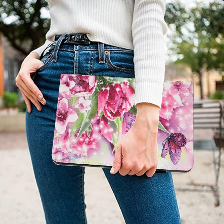 For iPad 10.2 2021 / 2020 Painted Leather Smart Tablet Case(Rose Butterfly) by buy2fix