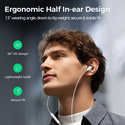 JOYROOM JR-EW01 3.5mm Half In-Ear Wired Earphone, Length: 1.2m(White) - In Ear Wired Earphone by JOYROOM | Online Shopping UK | buy2fix