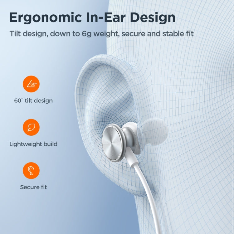 JOYROOM JR-EW03 3.5mm In-Ear Metal Wired Earphone, Length: 1.2m(White) - In Ear Wired Earphone by JOYROOM | Online Shopping UK | buy2fix