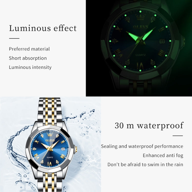 OLEVS 9931 Women Butterfly Buckle Luminous Waterproof Quartz Watch(Blue) - Metal Strap Watches by OLEVS | Online Shopping UK | buy2fix