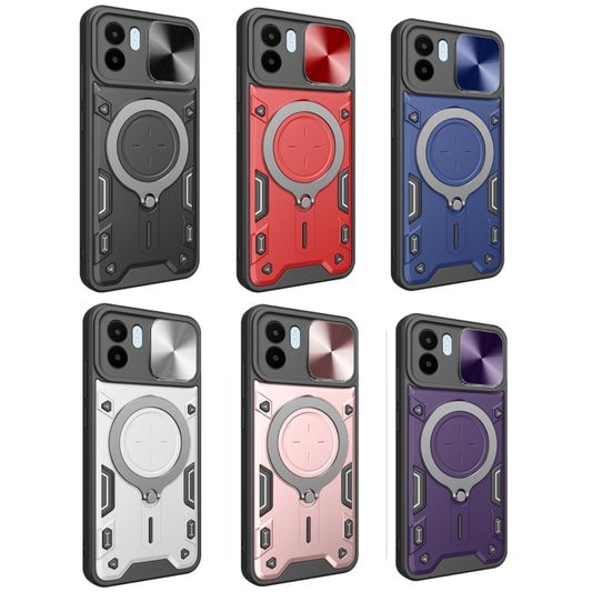 For Xiaomi Redmi A1 4G CD Texture Sliding Camshield Magnetic Holder Phone Case(Purple) by buy2fix