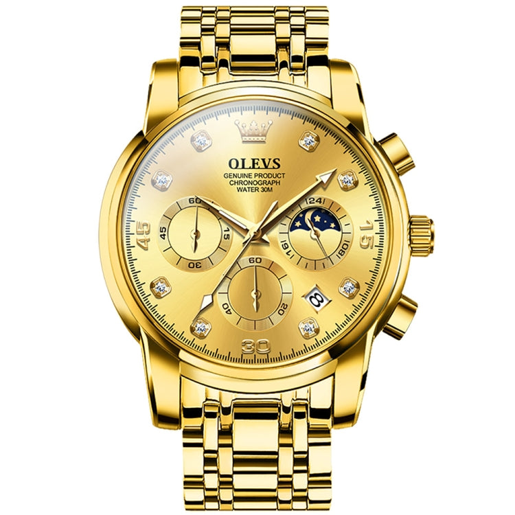 OLEVS 2889 Men Multifunctional Luminous Waterproof Quartz Watch(Gold) - Metal Strap Watches by OLEVS | Online Shopping UK | buy2fix