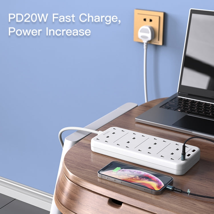 Yesido MC-16 8 Plugs + PD 20W+2 QC3.0 Ports 3250W High Power Fast Charging Socket(UK Plug) - Extension Socket by Yesido | Online Shopping UK | buy2fix