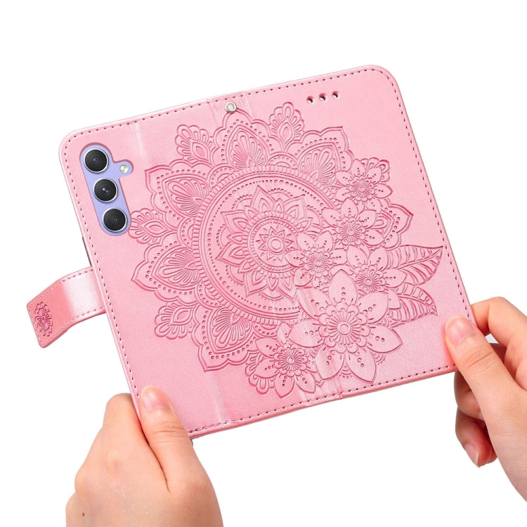 For Samsung Galaxy M54 5G 7-petal Flowers Embossing Leather Phone Case(Rose Gold) by buy2fix