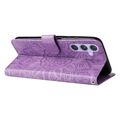 For Samsung Galaxy M54 5G Embossed Sunflower Leather Phone Case(Purple) by buy2fix
