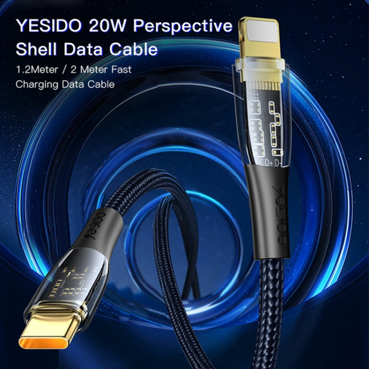 YESIDO CA102 PD 20W USB-C / Type-C to 8 Pin Braided Charging Data Cable, Length:2m(Black) by Yesido