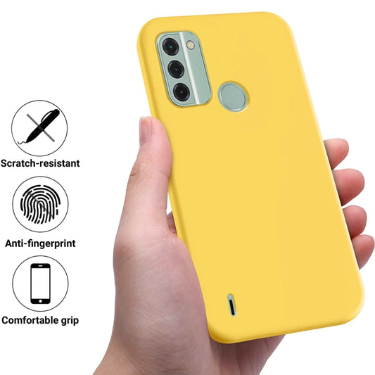 For Nokia C31 Pure Color Liquid Silicone Shockproof Phone Case(Yellow) by buy2fix