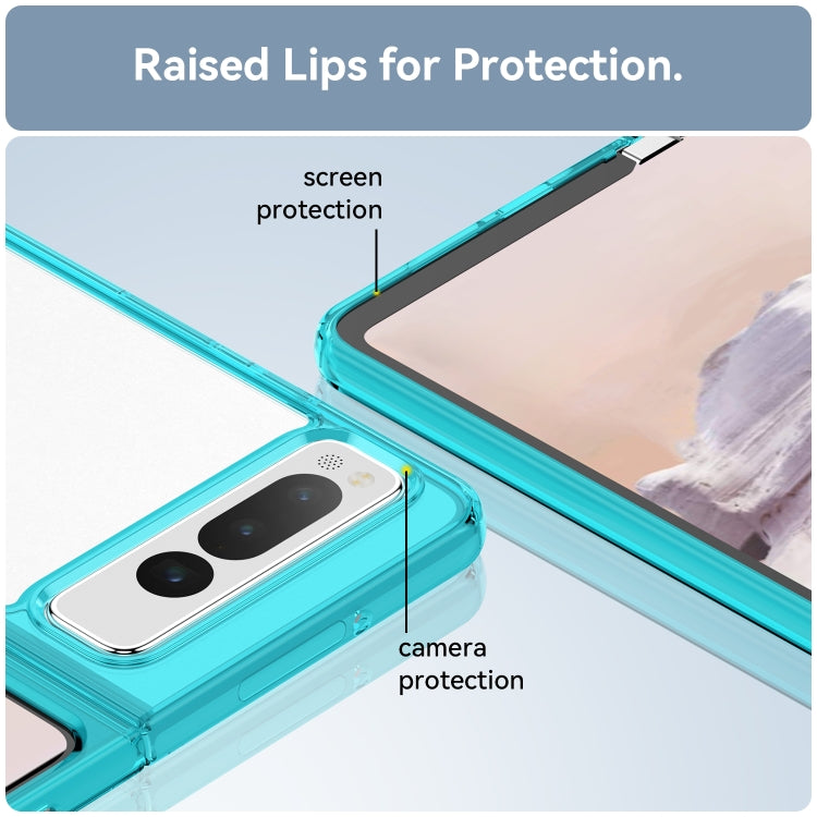 For Google Pixel Fold Colorful Series Acrylic + TPU Phone Case(Transparent Blue) - Google Cases by buy2fix | Online Shopping UK | buy2fix