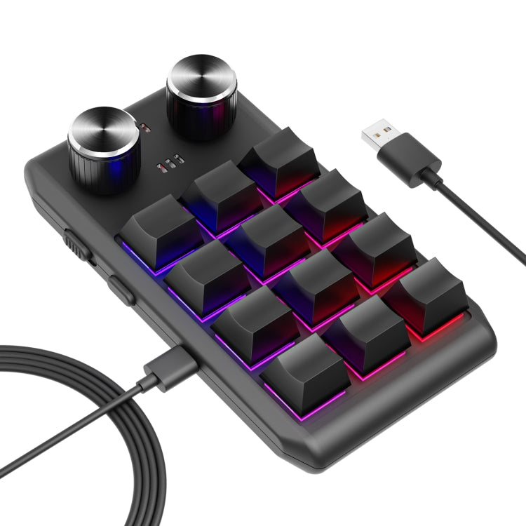 USB Wired 12KV2 MOLD Mini Mechanical 12 Keys 2 Knob Custom Programming Keyboard(Black) - Mini Keyboard by buy2fix | Online Shopping UK | buy2fix