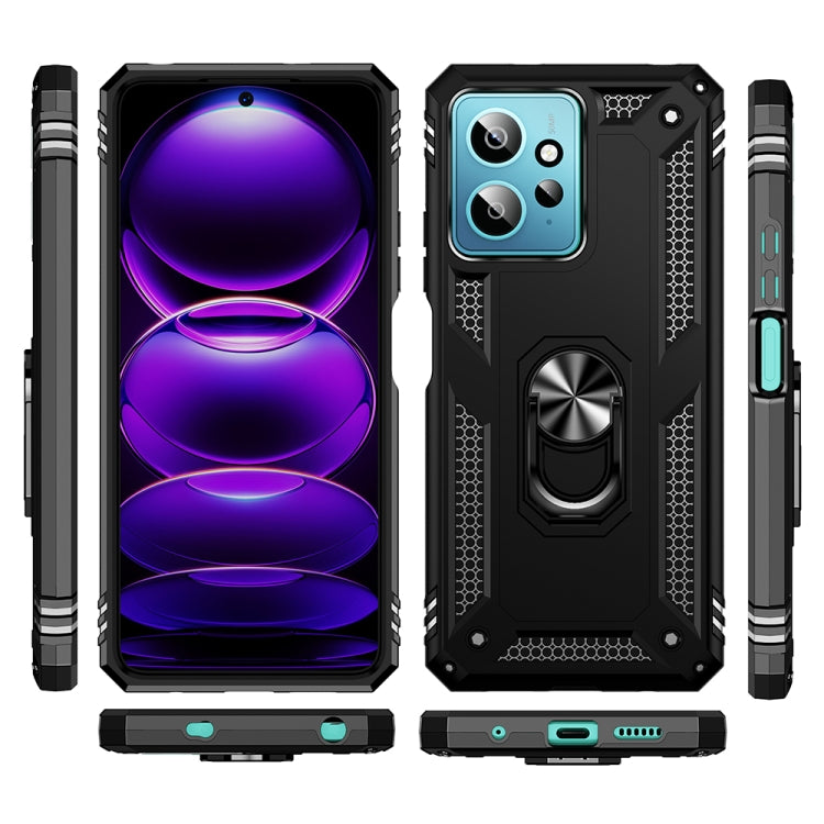For Xiaomi Redmi Note 12 4G Global Shockproof TPU + PC Phone Case with Holder(Black) - Note 12 Cases by buy2fix | Online Shopping UK | buy2fix