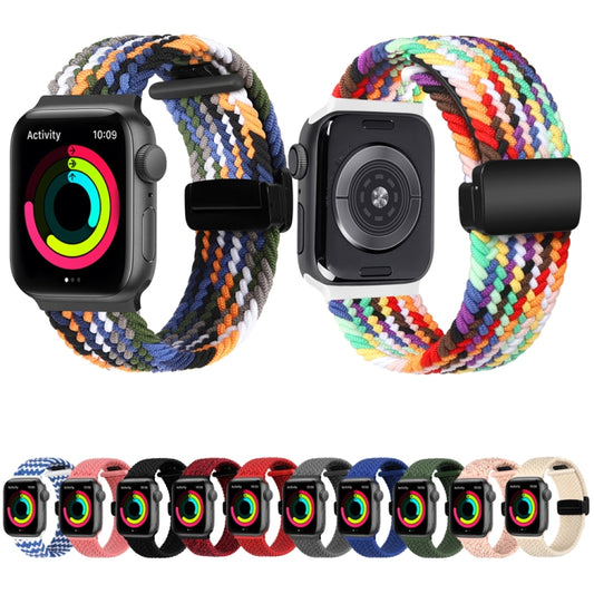 Magnetic Fold Clasp Woven Watch Band For Apple Watch 7 41mm(Black) by buy2fix