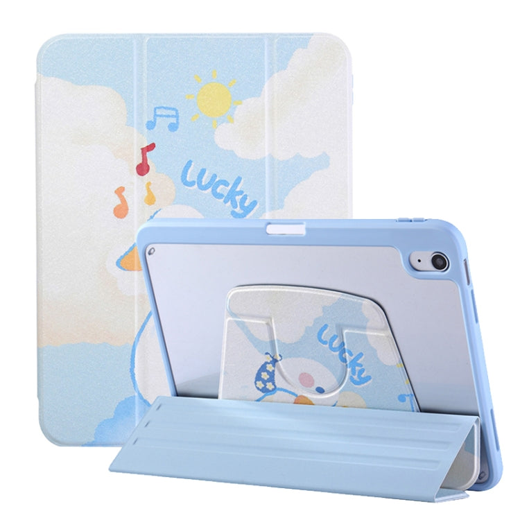 For iPad 10.2 2021 / 2020 / 10.5 3-Fold 360 Rotation Painted Leather Smart Tablet Case(Lucky Duck) by buy2fix