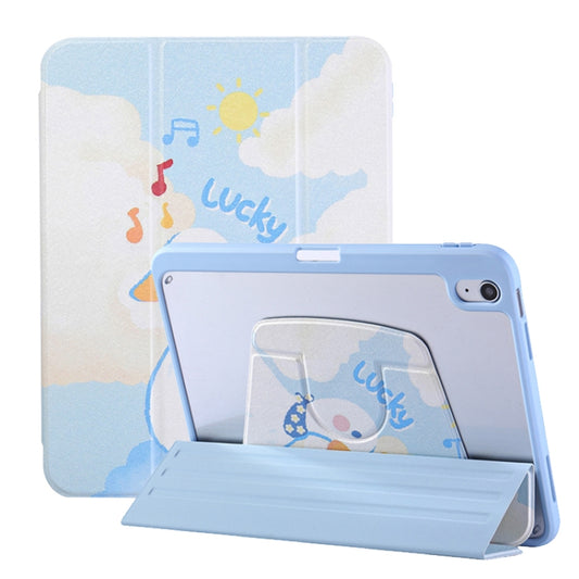 For iPad 10.2 2021 / 2020 / 10.5 3-Fold 360 Rotation Painted Leather Smart Tablet Case(Lucky Duck) by buy2fix