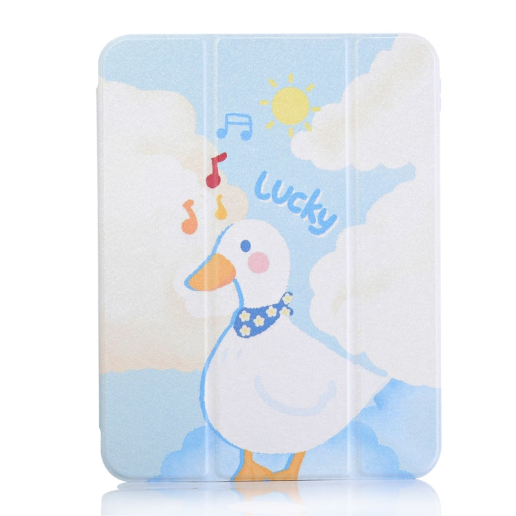 For iPad 10.2 2021 / 2020 / 10.5 3-Fold 360 Rotation Painted Leather Smart Tablet Case(Lucky Duck) by buy2fix