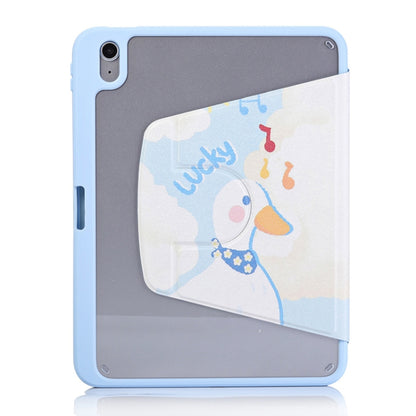For iPad 10.2 2021 / 2020 / 10.5 3-Fold 360 Rotation Painted Leather Smart Tablet Case(Lucky Duck) by buy2fix