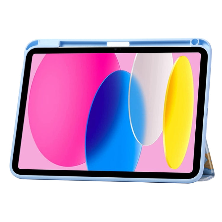 For iPad 10.2 2021 / 2020 / 10.5 3-Fold 360 Rotation Painted Leather Smart Tablet Case(Lucky Duck) by buy2fix