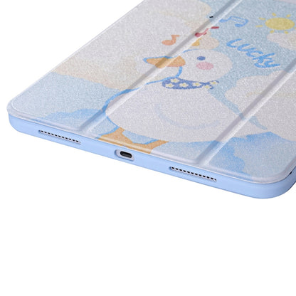 For iPad 10.2 2021 / 2020 / 10.5 3-Fold 360 Rotation Painted Leather Smart Tablet Case(Lucky Duck) by buy2fix