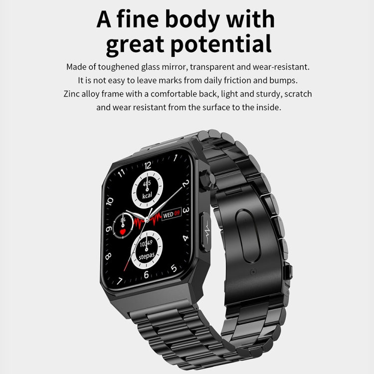 E530 1.91 inch IP68 Waterproof Leather Band Smart Watch Supports ECG / Non-invasive Blood Sugar(Black) - Smart Watches by buy2fix | Online Shopping UK | buy2fix