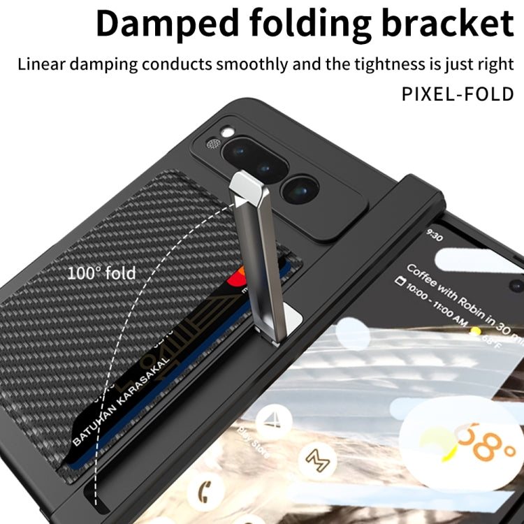 For Google Pixel Fold GKK Integrated Fold Hinge Full Coverage Phone Case with Card Bag(Carbon Fibre Black) - Google Cases by GKK | Online Shopping UK | buy2fix