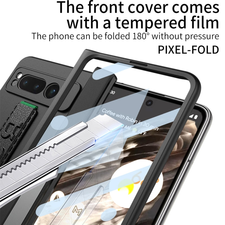 For Google Pixel Fold GKK Integrated Fold Hinge Full Coverage Phone Case with Wrist Strap(Black) - Google Cases by GKK | Online Shopping UK | buy2fix