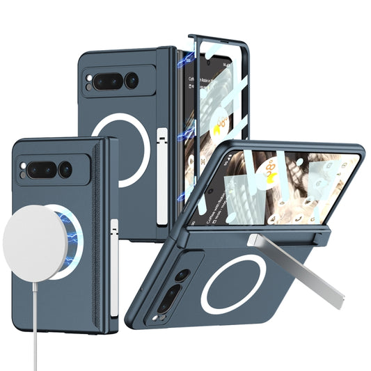 For Google Pixel Fold GKK Integrated Magsafe Fold Hinge Full Coverage Phone Case with Holder(Blue) - Google Cases by GKK | Online Shopping UK | buy2fix