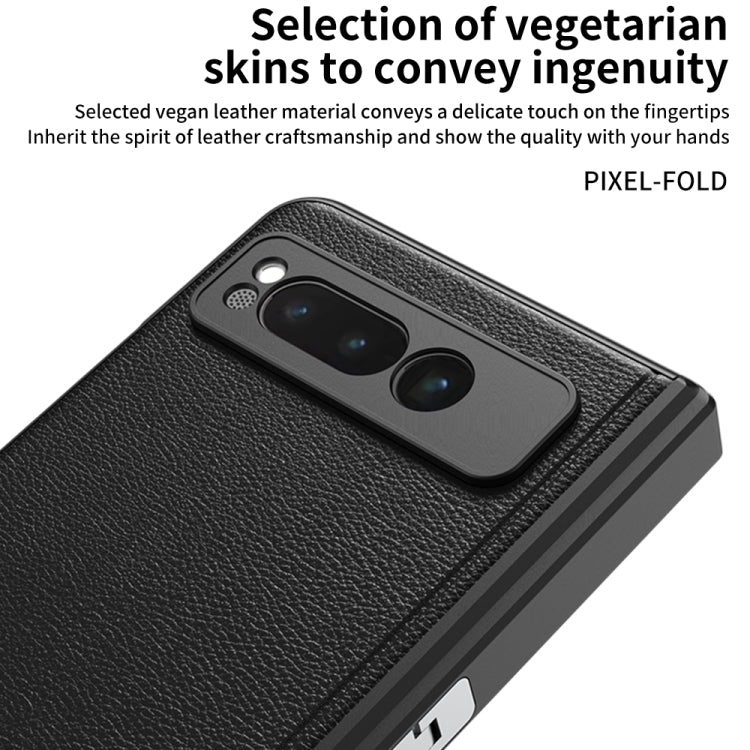 For Google Pixel Fold GKK Integrated Fold Hinge Leather Phone Case with Holder(Black) - Google Cases by GKK | Online Shopping UK | buy2fix