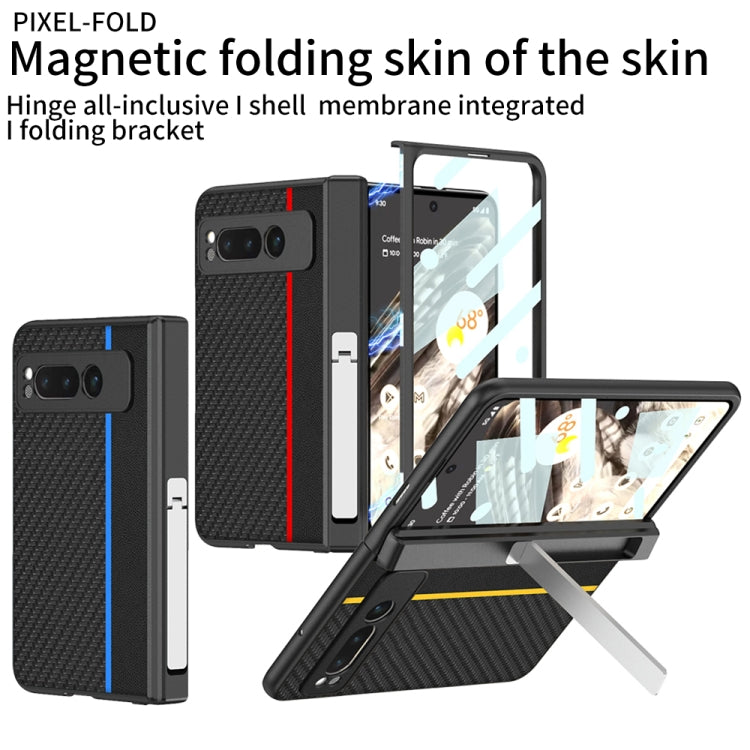 For Google Pixel Fold GKK Integrated Contrast Color Fold Hinge Leather Phone Case with Holder(Red) - Google Cases by GKK | Online Shopping UK | buy2fix