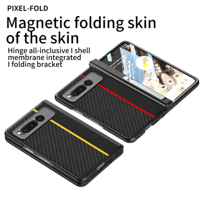 For Google Pixel Fold GKK Integrated Contrast Color Fold Hinge Leather Phone Case with Holder(Red) - Google Cases by GKK | Online Shopping UK | buy2fix