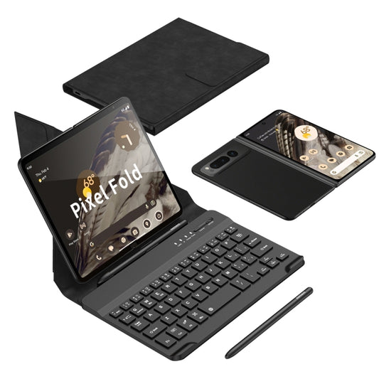 For Google Pixel Fold GKK Magnetic Folding Bluetooth Keyboard Leather Case with Pen + Keyboard + Case(Black) - Others Keyboard by GKK | Online Shopping UK | buy2fix