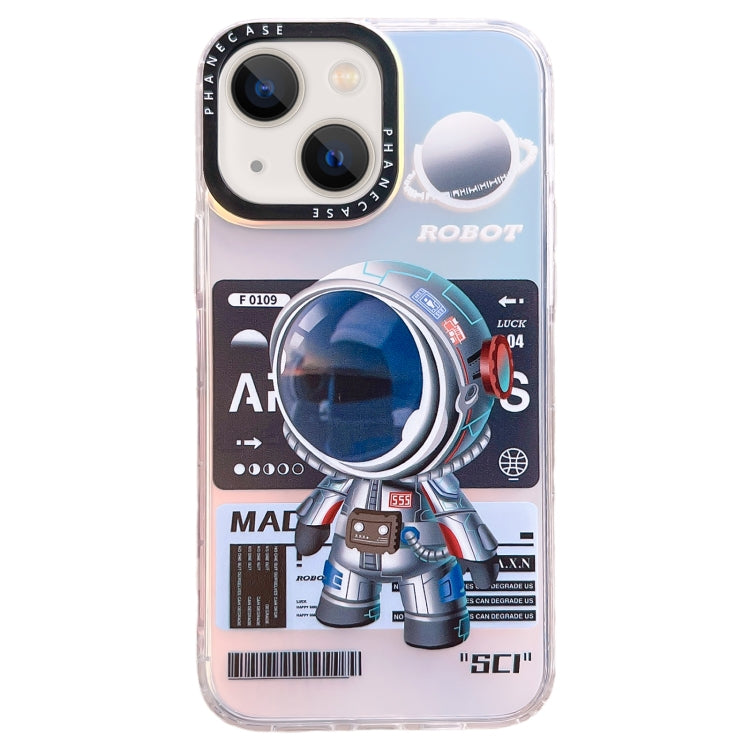 For iPhone 14 Plus Mechanical Astronaut Pattern TPU Phone Case(Blue) - iPhone 14 Plus Cases by buy2fix | Online Shopping UK | buy2fix