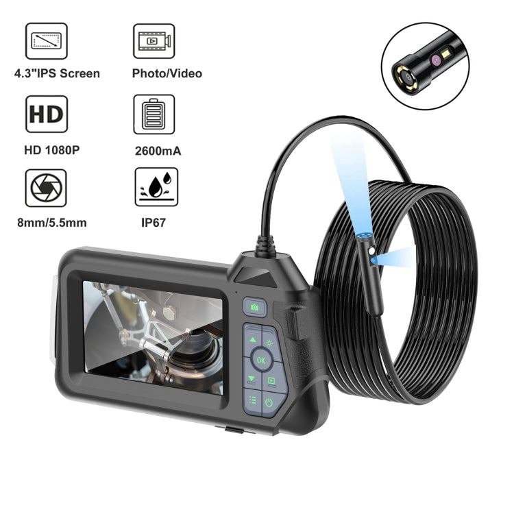 M60 4.3 inch Dual Camera with Screen Endoscope, Length:1m(8mm) -  by buy2fix | Online Shopping UK | buy2fix