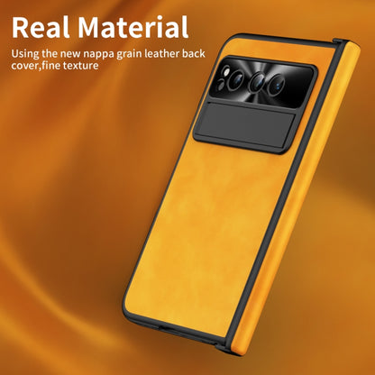 For Google Pixel Fold Napa Texture All-inclusive Phone Case(Yellow) - Google Cases by buy2fix | Online Shopping UK | buy2fix