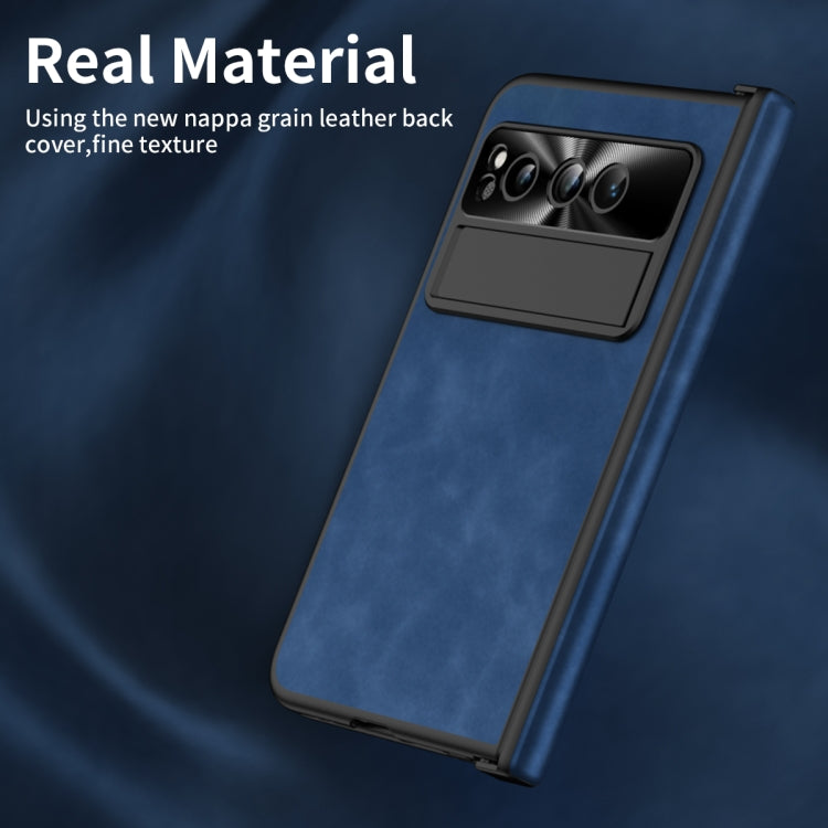 For Google Pixel Fold Napa Texture All-inclusive Phone Case(Blue) - Google Cases by buy2fix | Online Shopping UK | buy2fix