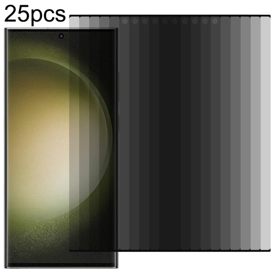 Pour Samsung Galaxy S23 Ultra 5G 25 pièces Film de verre trempé de confidentialité à bord incurvé 3D ultra-mince, déverrouillage de soutien
