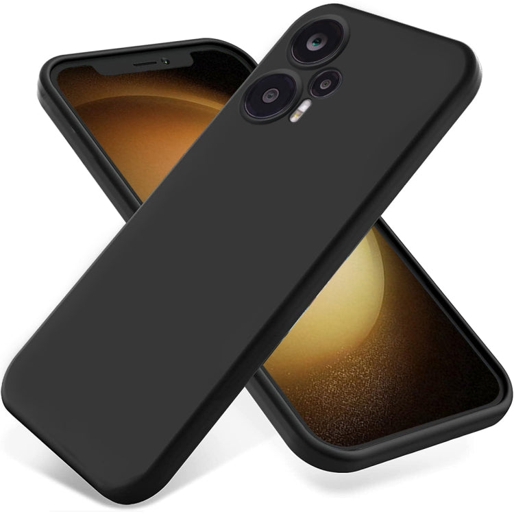 For Xiaomi Poco F5 5G Pure Color Liquid Silicone Shockproof Phone Case(Black) by buy2fix