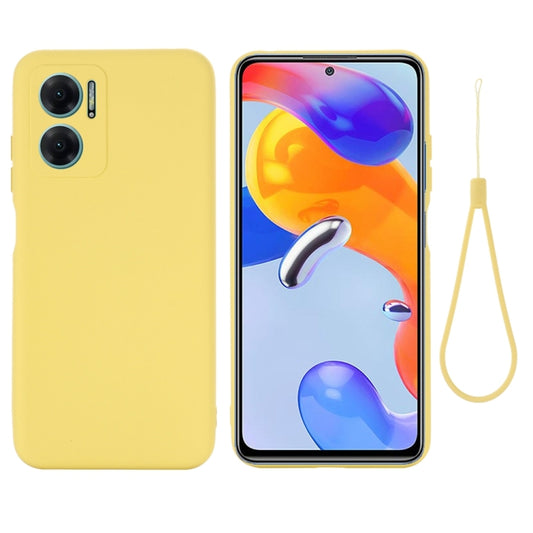 For Xiaomi Redmi 11 Prime 5G Pure Color Liquid Silicone Shockproof Phone Case(Yellow) - Xiaomi Cases by buy2fix | Online Shopping UK | buy2fix