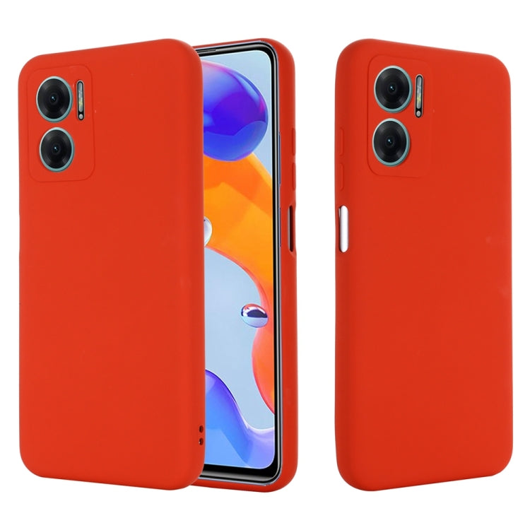 For Xiaomi Redmi 11 Prime 5G Pure Color Liquid Silicone Shockproof Phone Case(Red) - Xiaomi Cases by buy2fix | Online Shopping UK | buy2fix