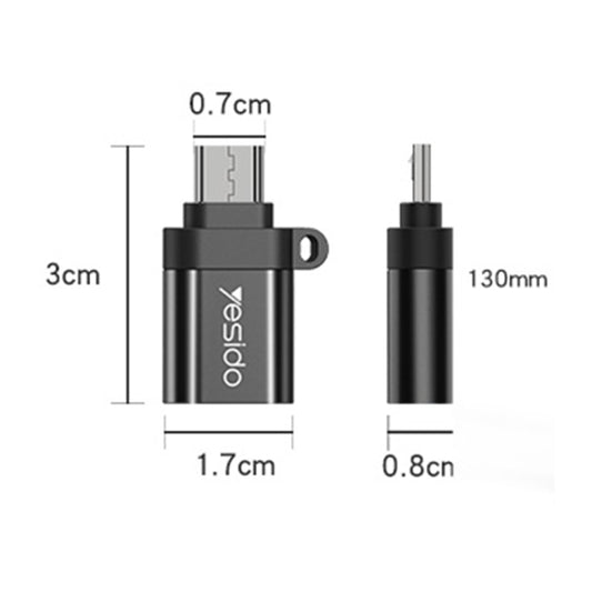 Yesido GS07 Micro USB to USB 2.0 OTG Mini Connector Adapter with Keychain(Black) by Yesido