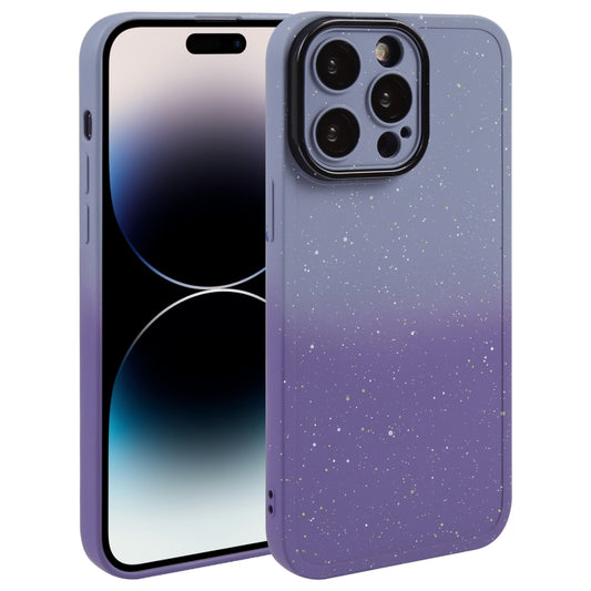 For iPhone 14 Pro Max Gradient Starry Silicone Phone Case with Lens Film(Grey Purple) - iPhone 14 Pro Max Cases by buy2fix | Online Shopping UK | buy2fix