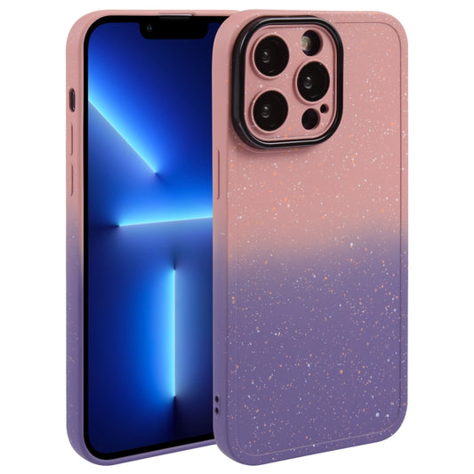 For iPhone 13 Pro Max Gradient Starry Silicone Phone Case with Lens Film(Pink Purple) - iPhone 13 Pro Max Cases by buy2fix | Online Shopping UK | buy2fix