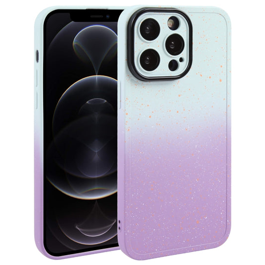 For iPhone 12 Pro Gradient Starry Silicone Phone Case with Lens Film(White Purple) - iPhone 12 / 12 Pro Cases by buy2fix | Online Shopping UK | buy2fix