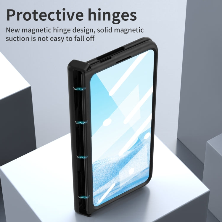 For Google Pixel Fold Integrated Napa Texture All-inclusive Phone Case with Hinge(Black) - Google Cases by buy2fix | Online Shopping UK | buy2fix