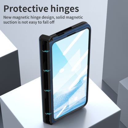 For Google Pixel Fold Integrated Napa Texture All-inclusive Phone Case with Hinge(Blue) - Google Cases by buy2fix | Online Shopping UK | buy2fix