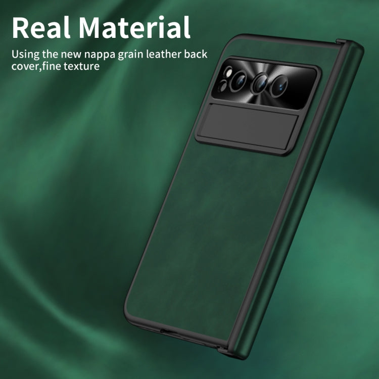 For Google Pixel Fold Integrated Napa Texture All-inclusive Phone Case with Hinge(Green) - Google Cases by buy2fix | Online Shopping UK | buy2fix